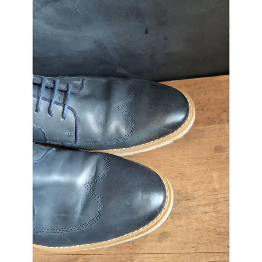 Clarks Men's 12 Wing Tip Leather Casual Lace-up Oxfords Blue 21951, Wedding Work